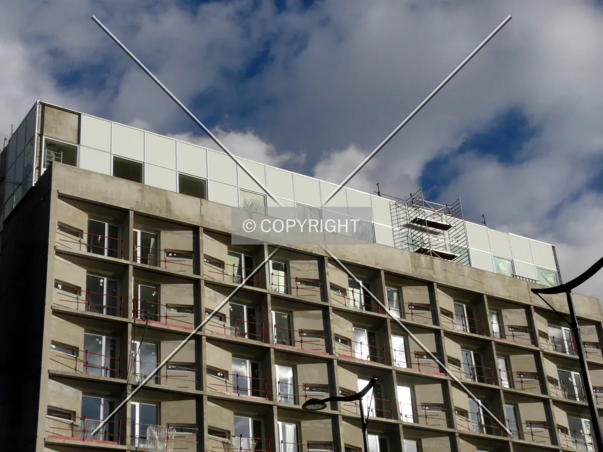 Top of the main side along Avenue de France
