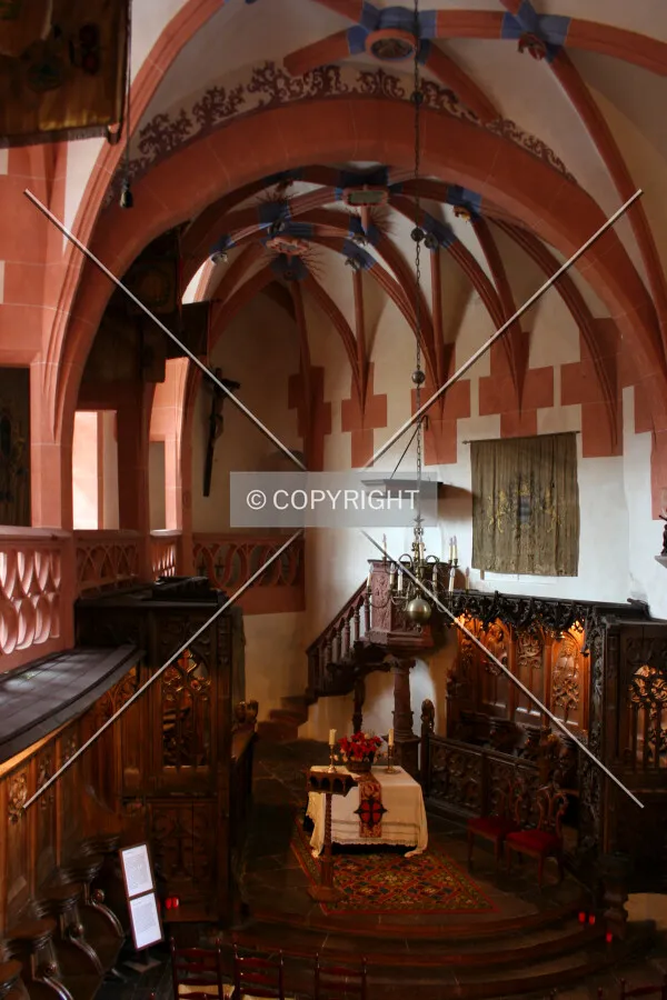 The castle chapel viewed from the back gallery