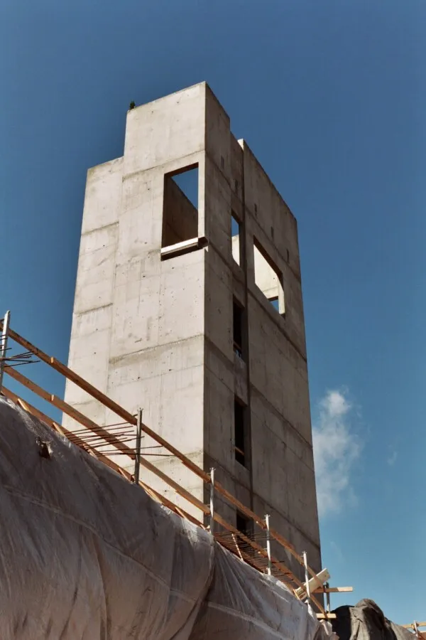 Looking at the elevator core from the northeast