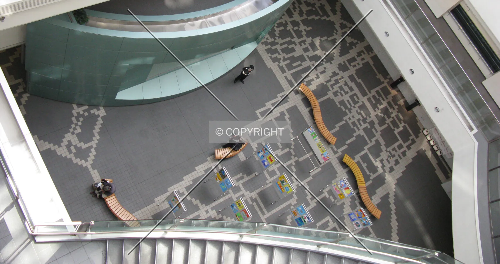 Looking down from the third floor