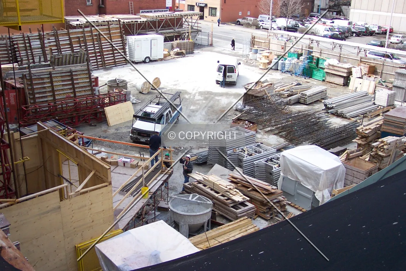 The construction site, north side of the tower