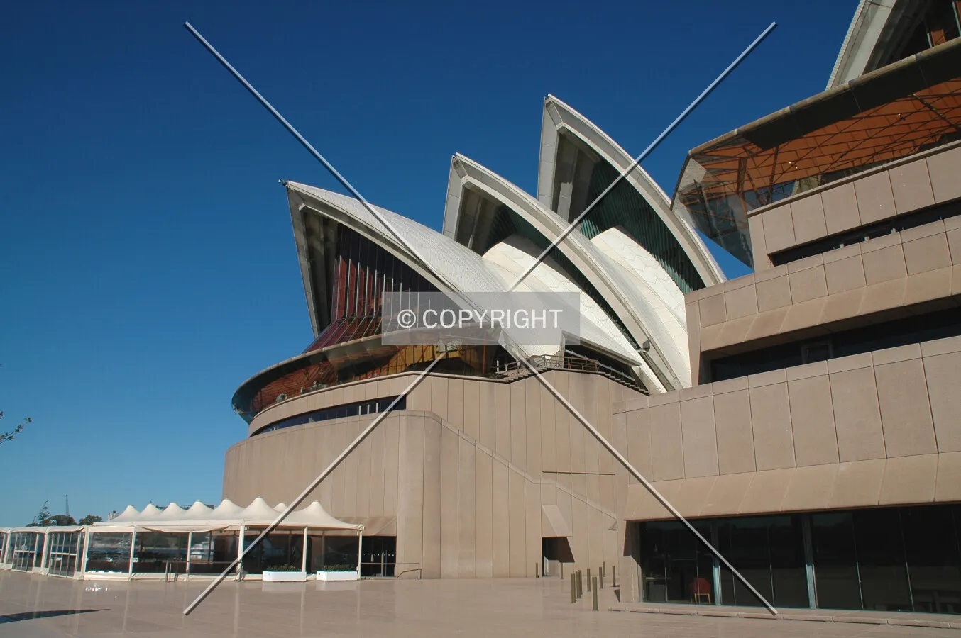 View along the northern broadwalk to the Opera Theatre building