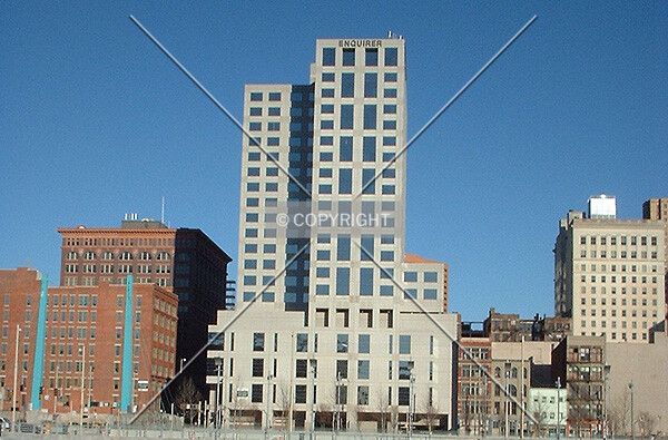 South facade from Paul Brown Stadium, Textile Building on left, Fourth & Race Tower on right