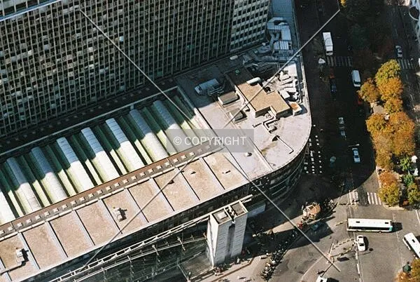 One of the entrances of the train station from above