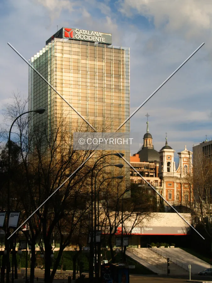 As seen from Paseo de la Castellana
