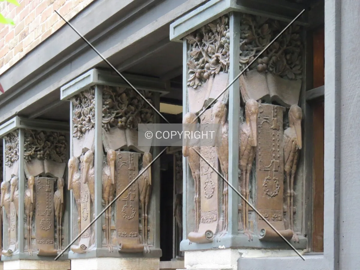 Columns along Chicago Avenue on the studio