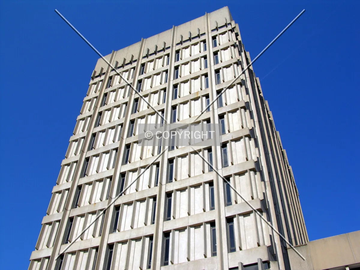 Looking up the southwest corner