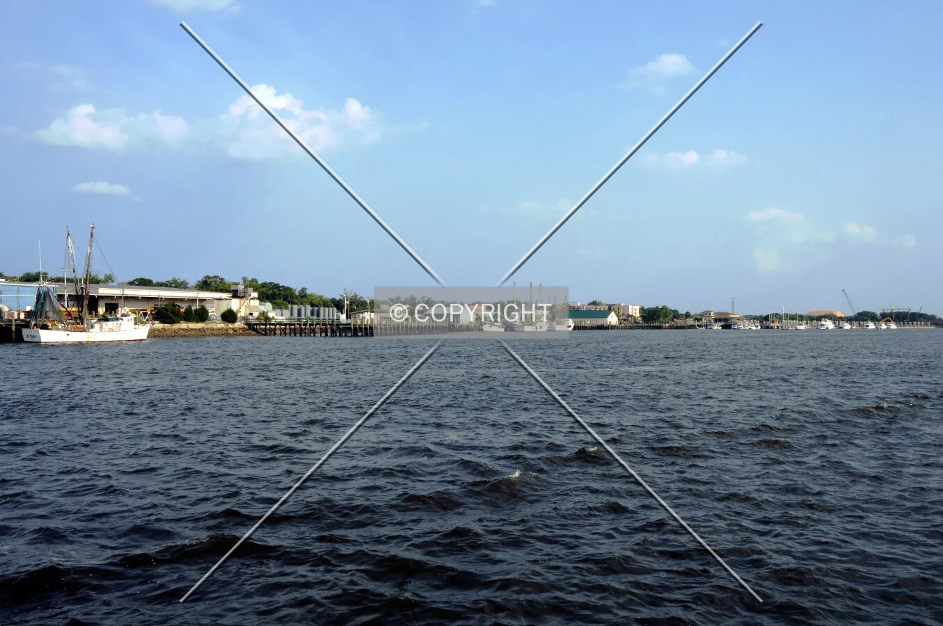 Approaching the historic downtown district from a boat on the bay
