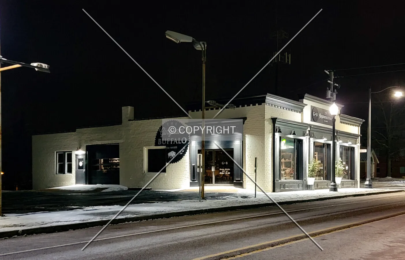 Northwest view at night; February 9, 2021
