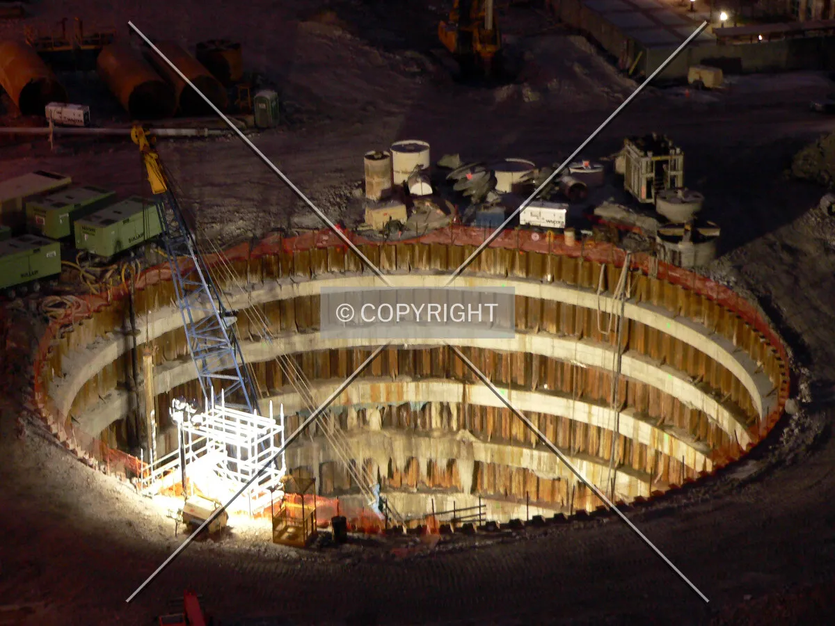 View of caisson drilling in the core area