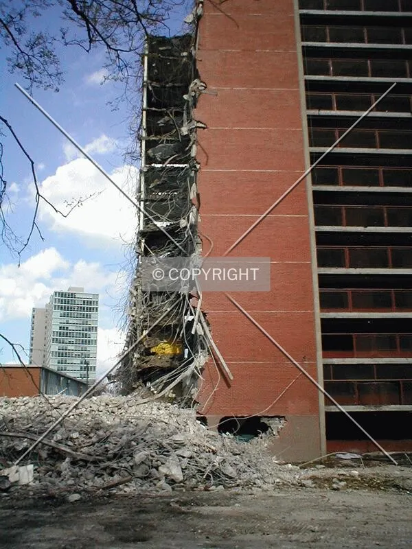 Looking east towards northern edge during demolition