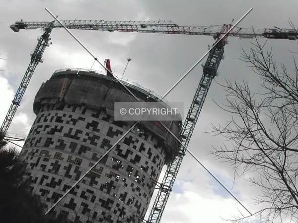 View of the top and the cranes