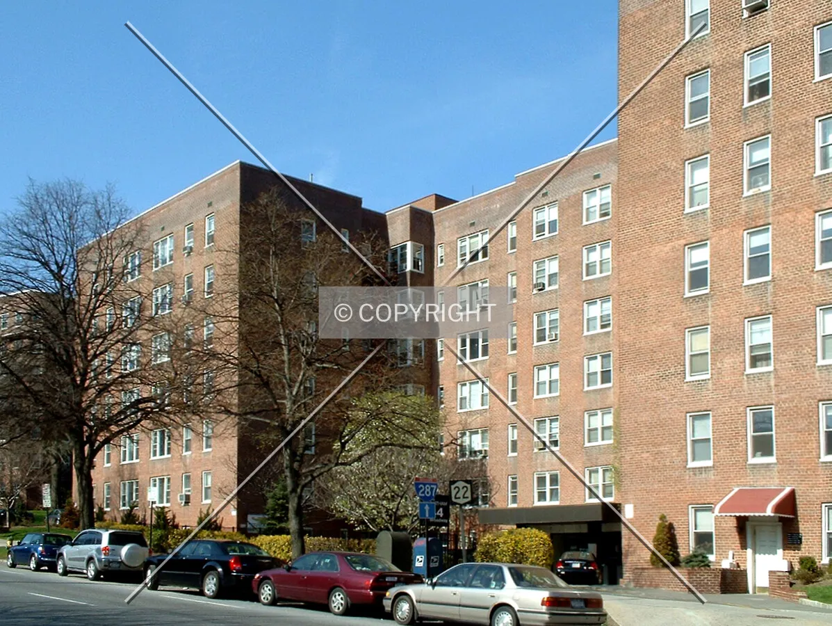 View from the southwest across Broadway toward the main entrance