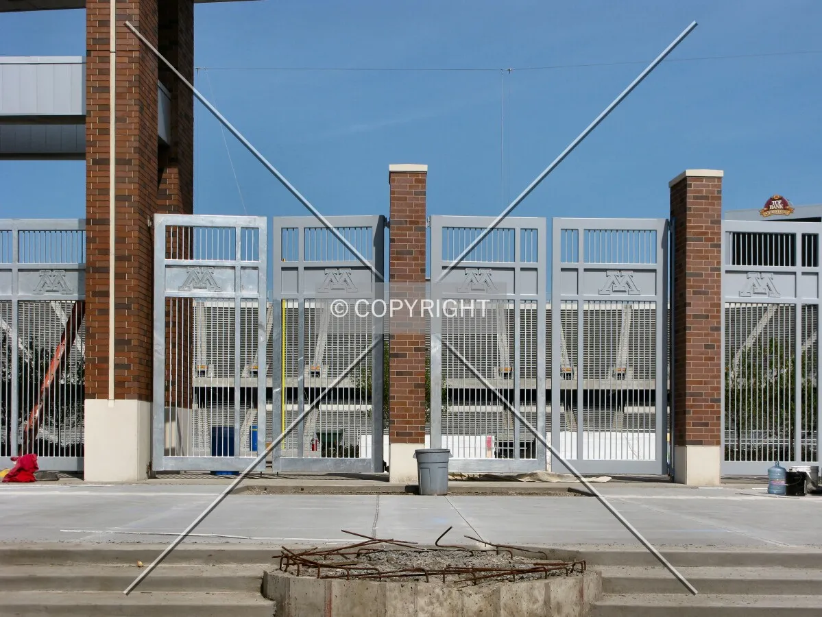 2 of 16 entrance gates at the west end of the stadium