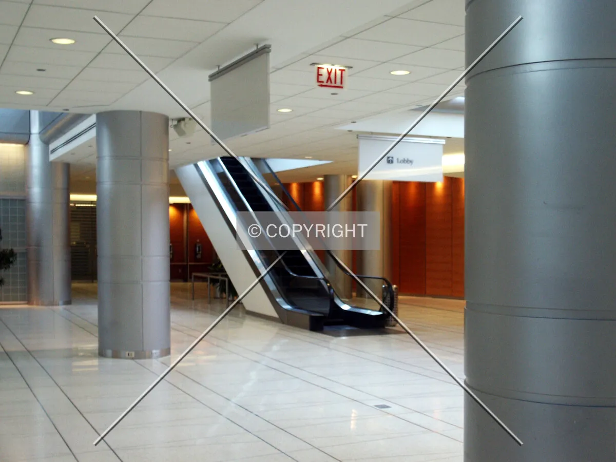 Escalator on the north side of the lower level