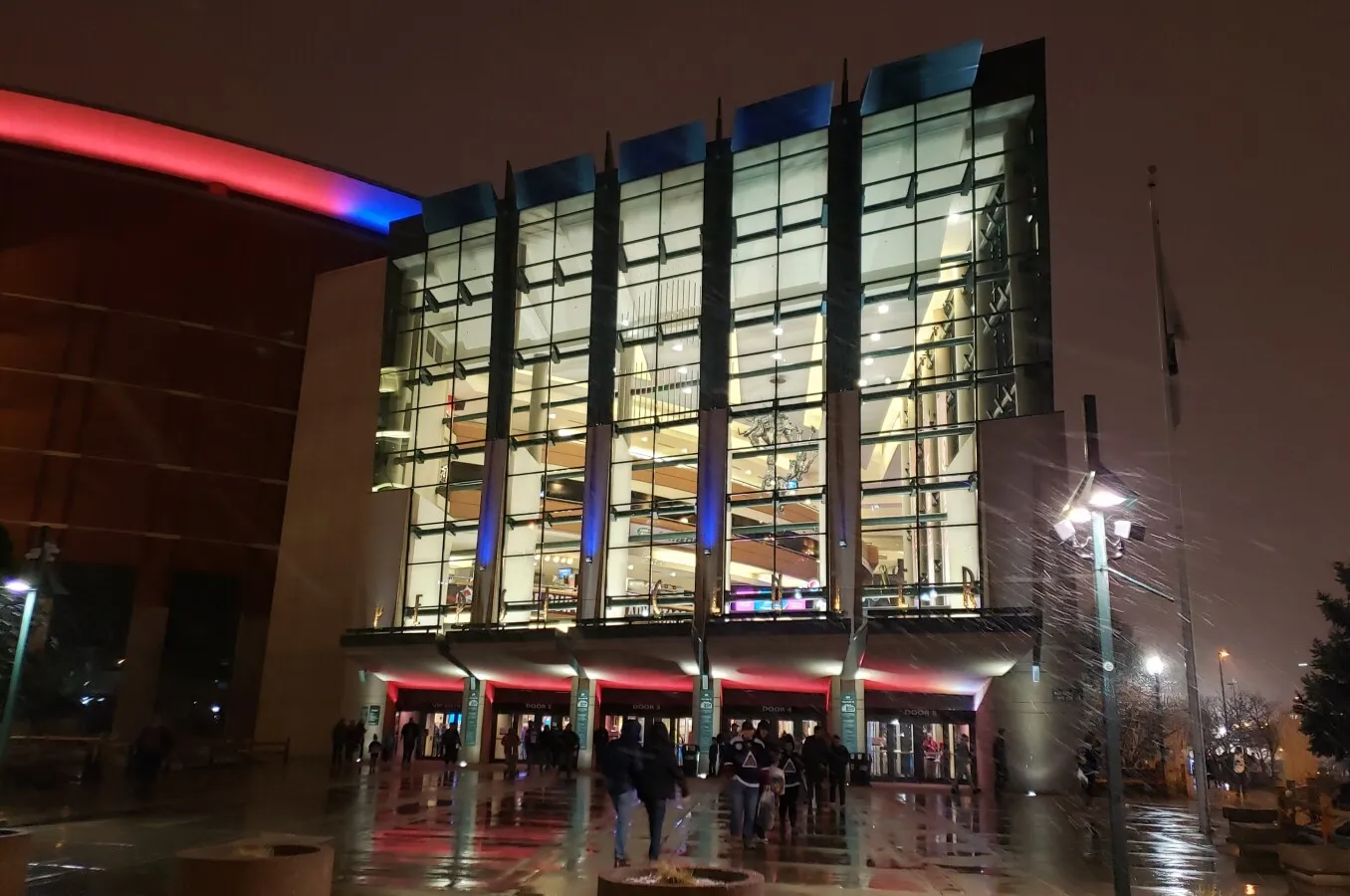 A snowy night after a hockey game