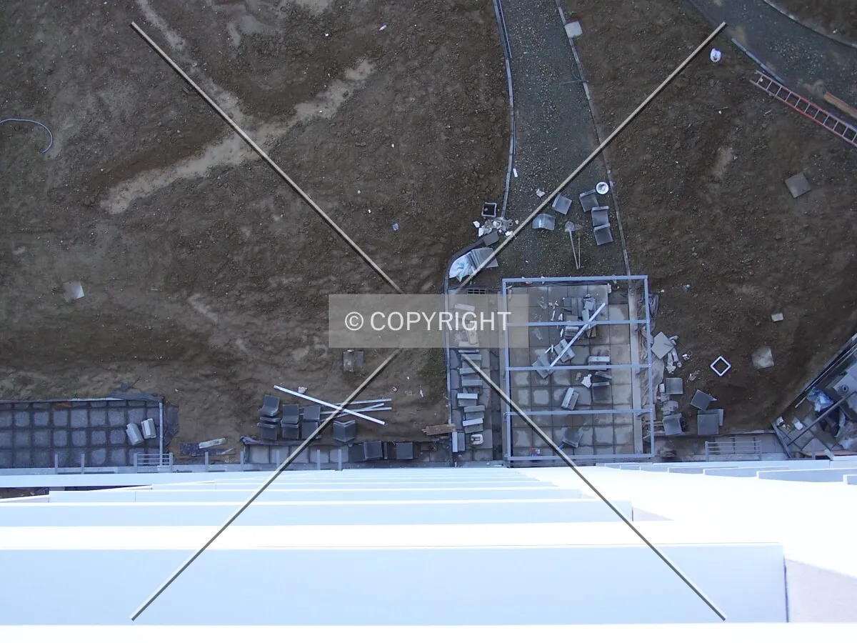 Looking straight down the north side
