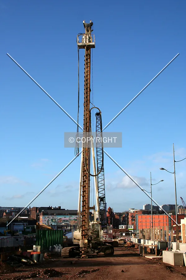 Looking up at the construction equipment