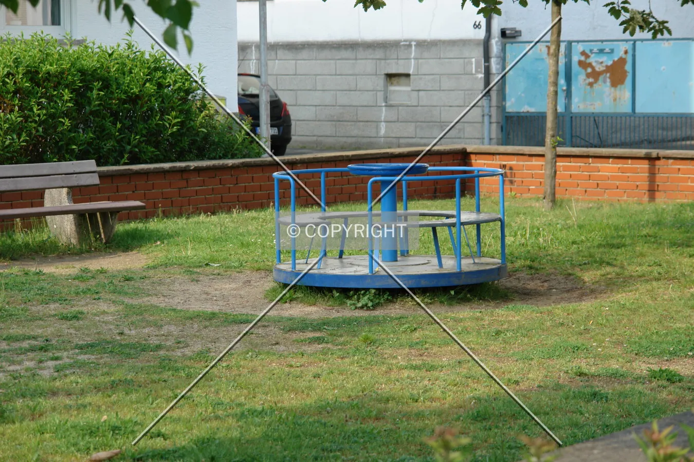 A carousel on a playground