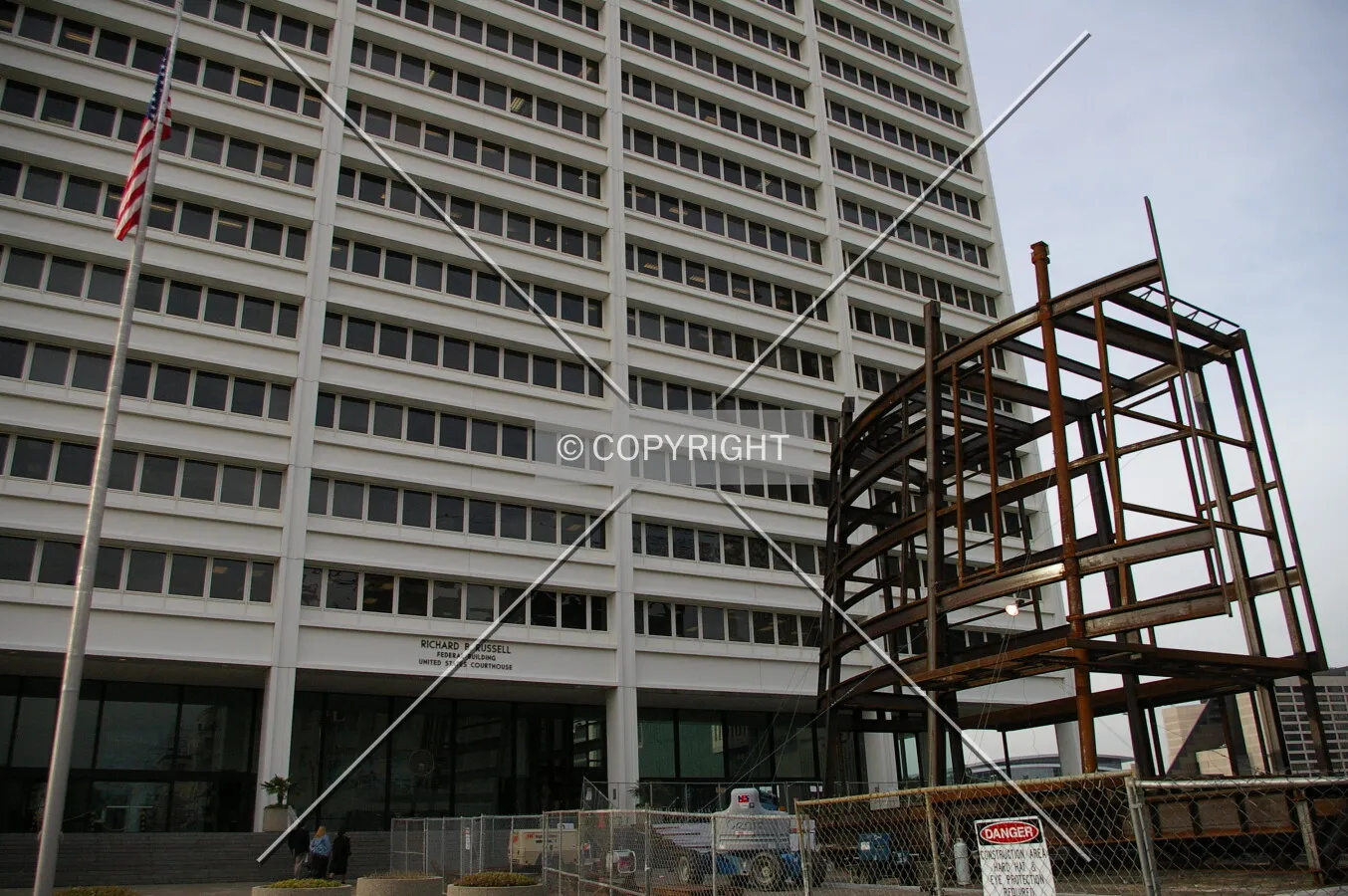 A view of the front entrance plaza