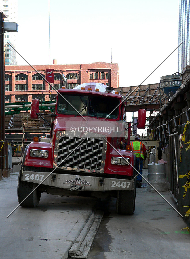 Truck delivering concrete