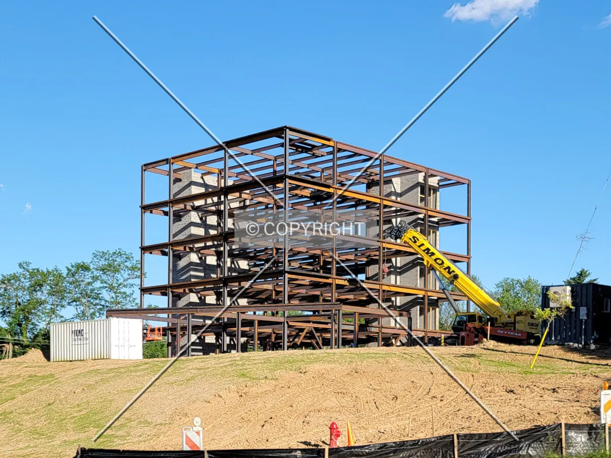 From the northwest during construction; May 26, 2021