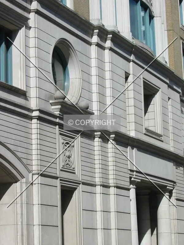 View of the stone detail on the southern facade
