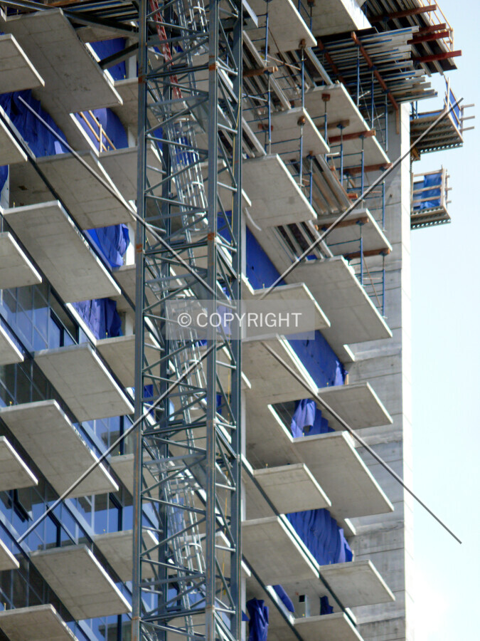 Balconies projecting from the southern face