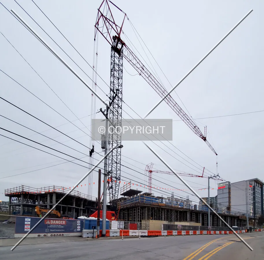 View from the northeast during construction; January 2, 2021