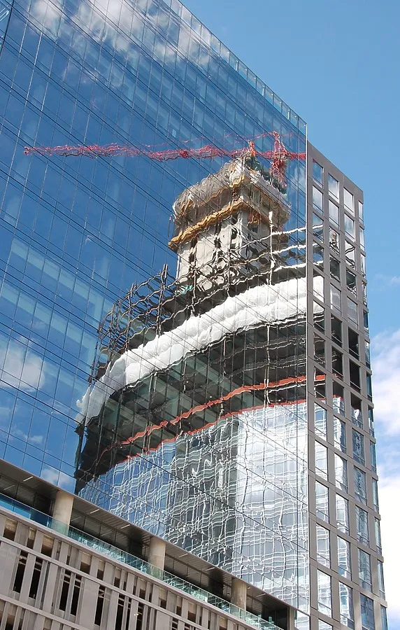 Reflection in the glass of a neighboring building