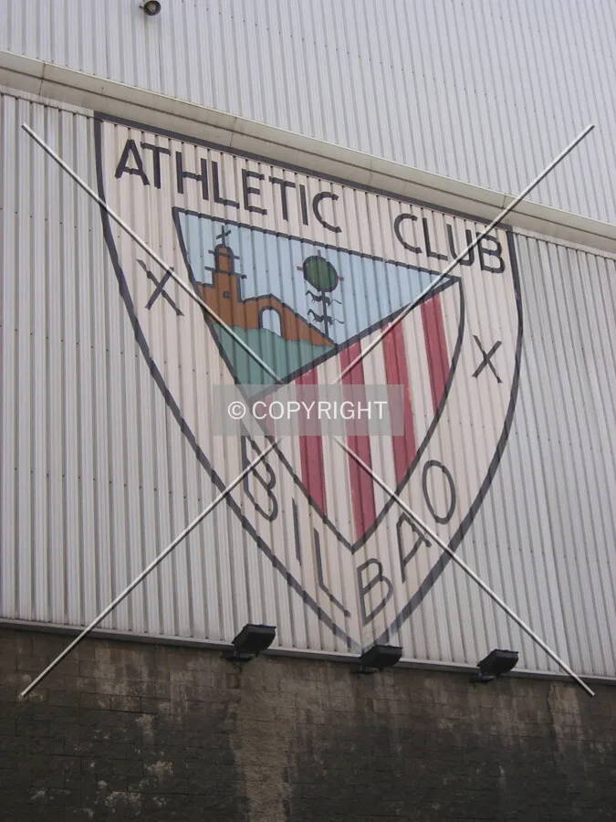 Logo of Athletic Bilbao Football team on one of the facades of the building