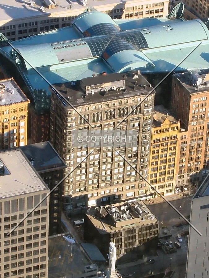 View from the Sears Tower Skydeck, Chicago Public Library in background