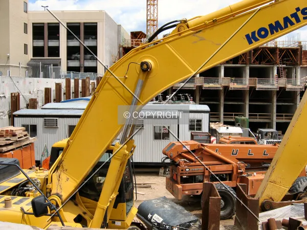 Idle construction equipment on the Fourth of July
