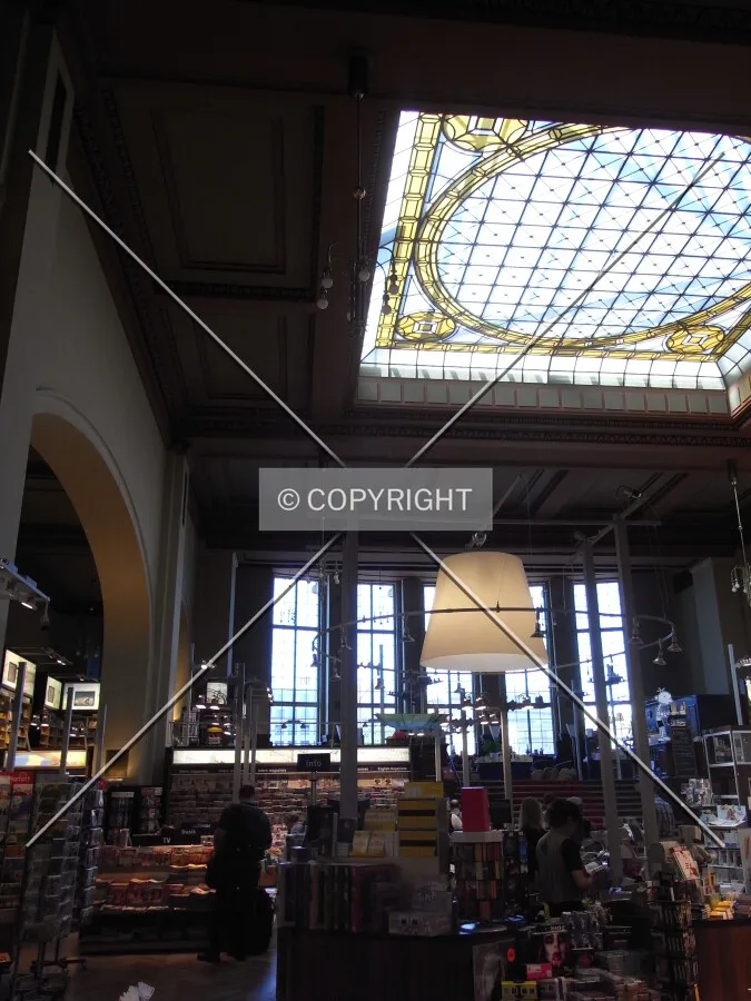 Book and newspaper shop in old waiting hall Preussischer Wartesall Leipzig train station