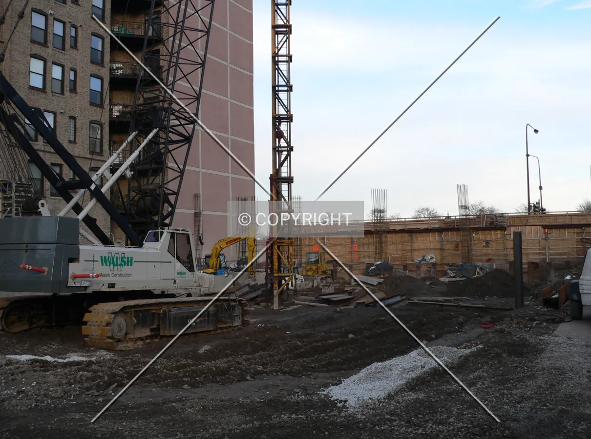 View to the northeast across the construction site