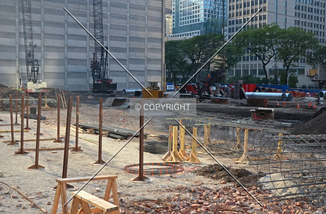 Looking west across the site from McClurg Court; September 6, 2013.