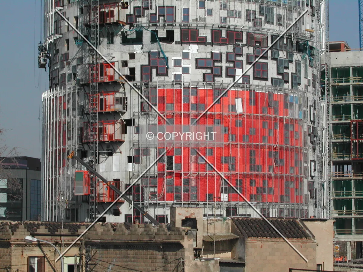 View of the red section of the tower, in the basement