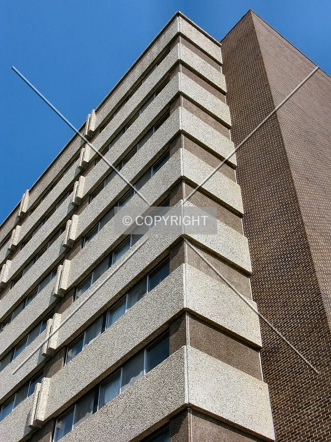 Looking up the southeast corner