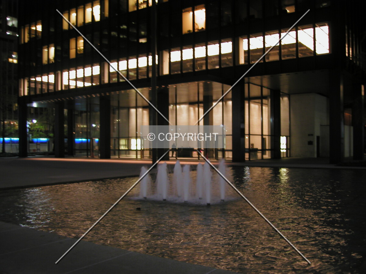 The plaza seen at night