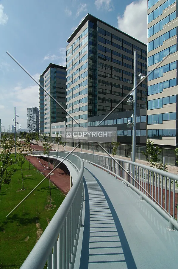 View from a footbridge over a freeway