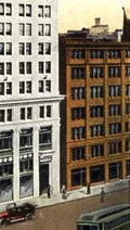 View from the northwest with the Yakel Building to the right