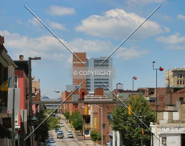 Distant view to the west along Mulberry Street