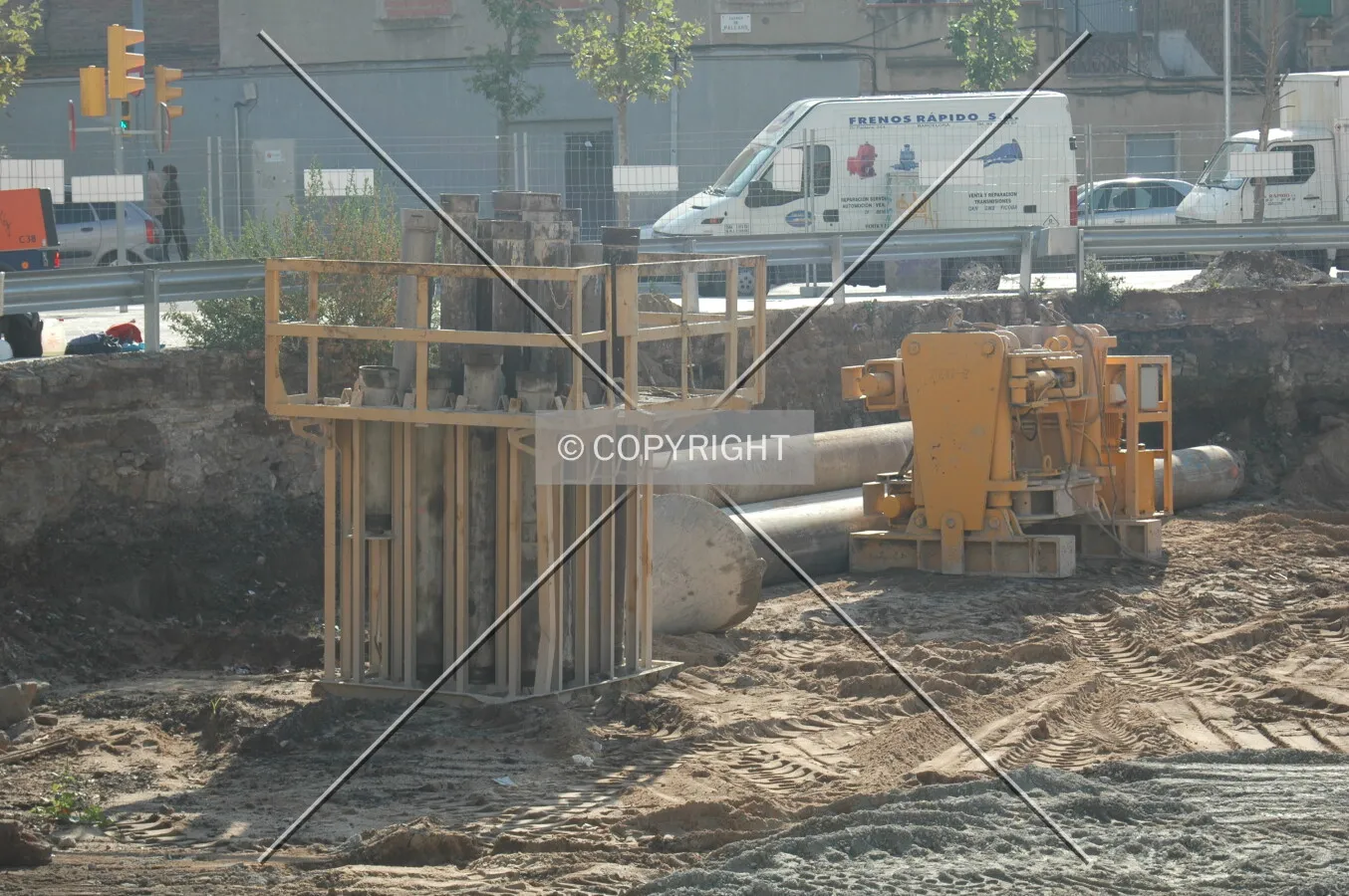 Foundation machinery on construction site