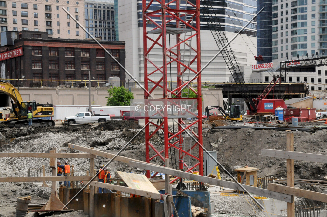 Looking east across the site from Jefferson Street