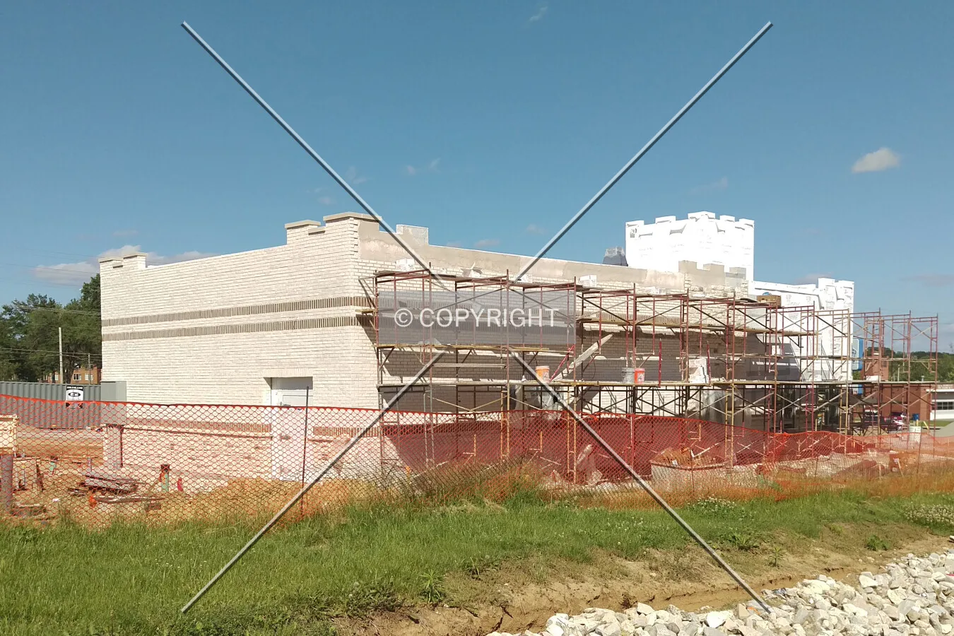 View from the northwest during construction; May 21, 2015