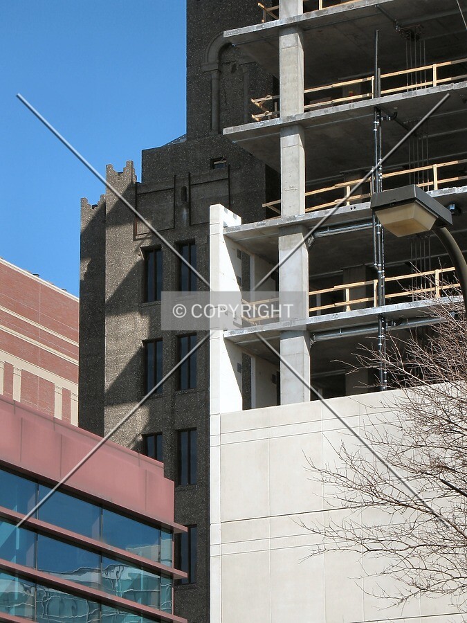 Facade sections attached to the floorplates