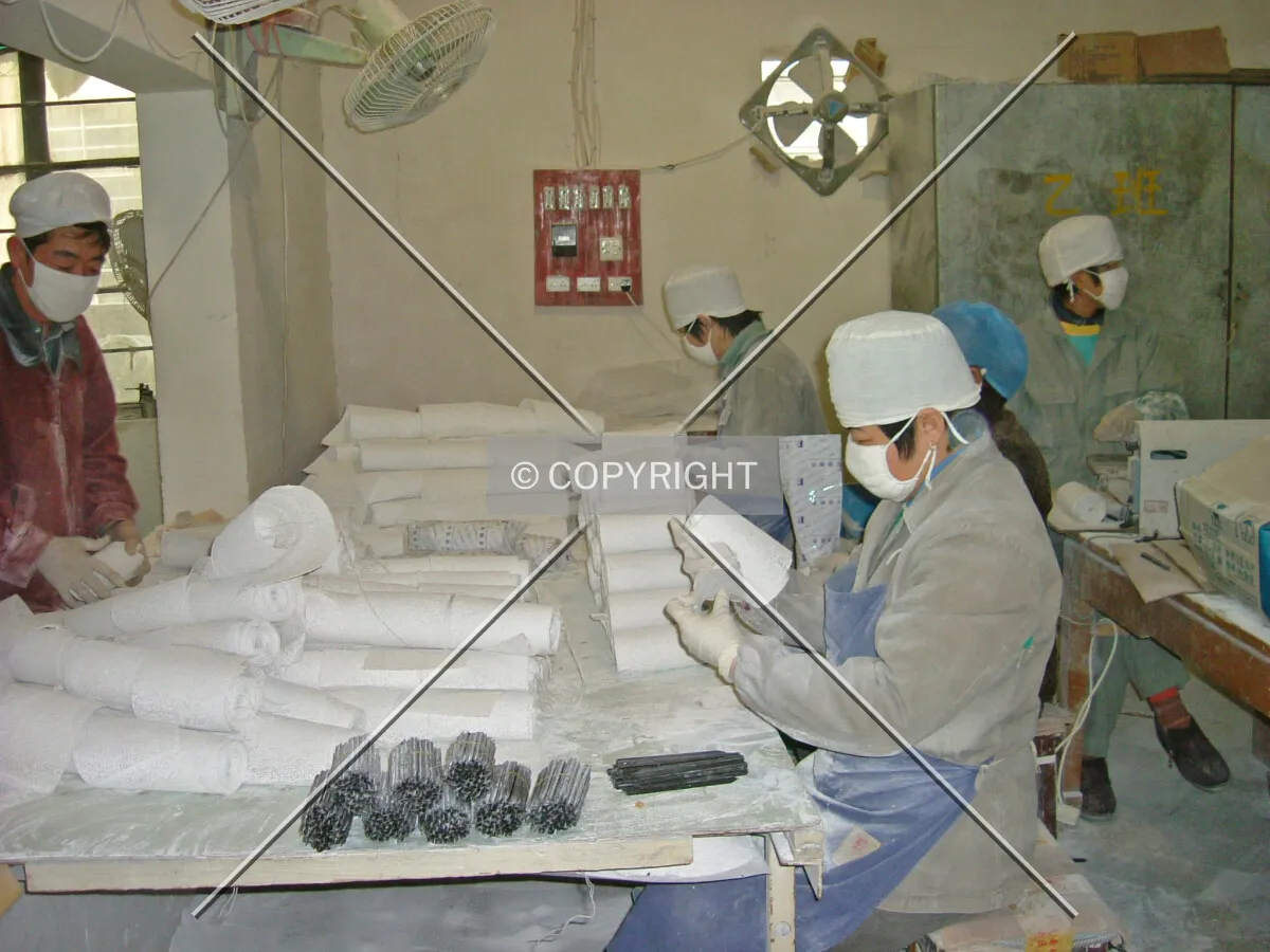 A factory producing material goods
