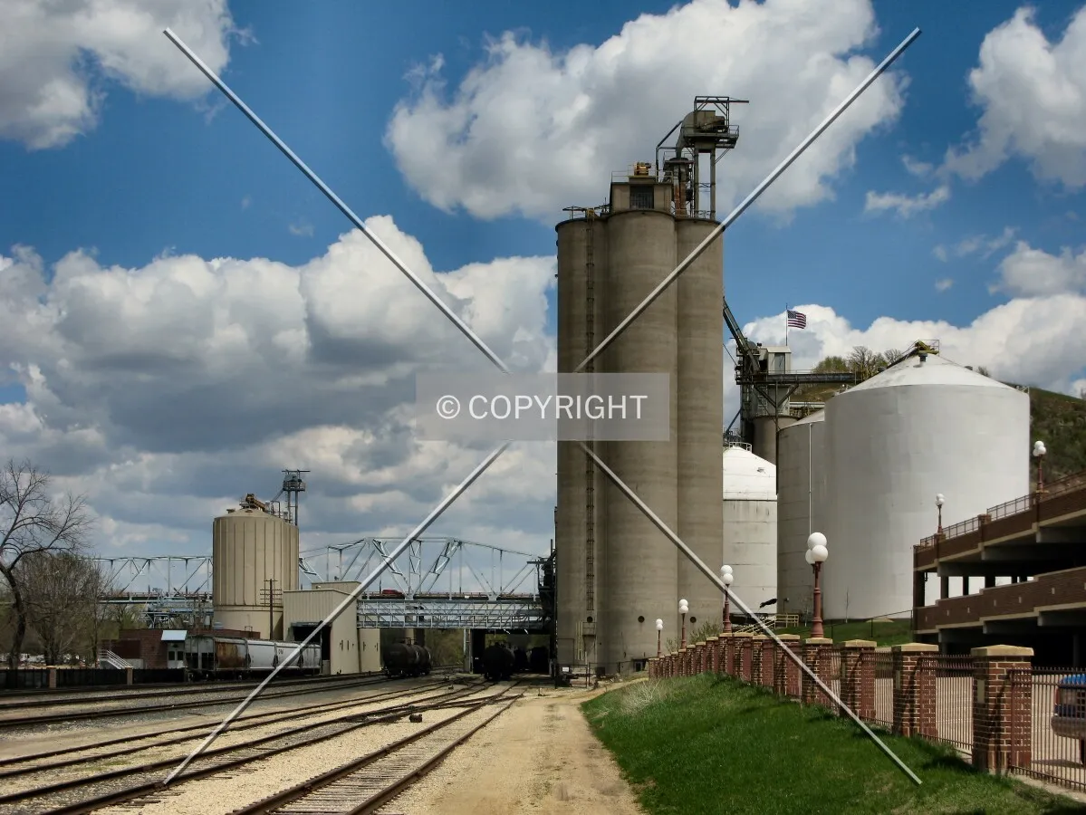 View downriver along the railroad tracks