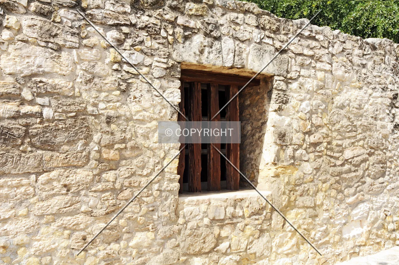 View of a window along the west gate