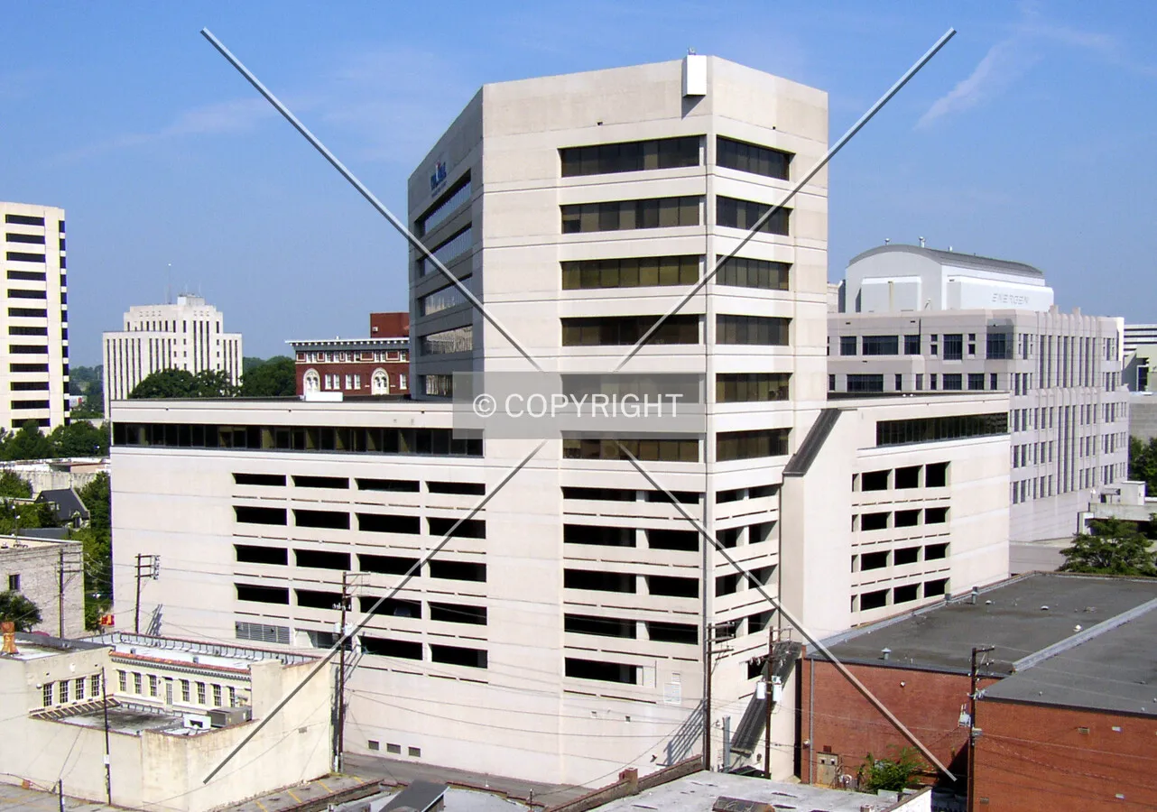 Looking northwest from atop a parking garage